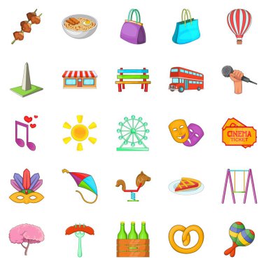 Sokak kutlama Icons set, karikatür tarzı