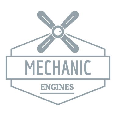 Mekanik motor logo, basit gri tarzı