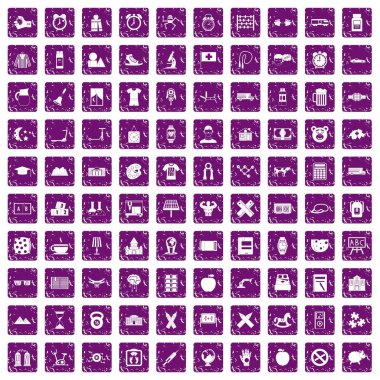 100 çalar saat simgeler grunge mor ayarla