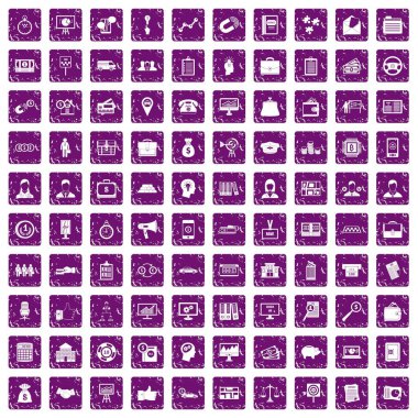 100 iş grubu simgeleri grunge mor ayarla