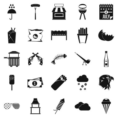 Snack bar Icons set, basit tarzı
