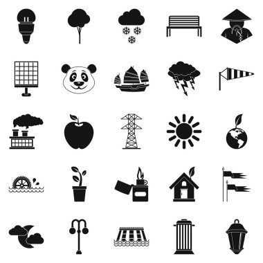 Sokak Aydınlatma Icons set, basit tarzı