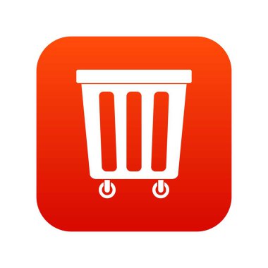 Açık plastik çöp kutu simgesi dijital kırmızı