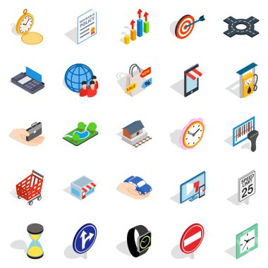 Megapolis Icons set, izometrik stili. 