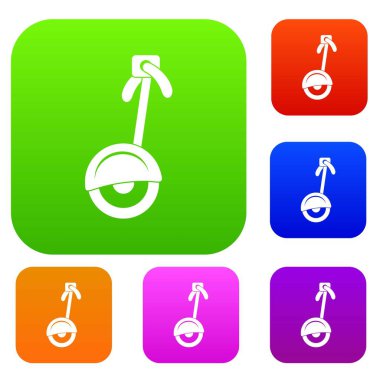 Tek tekerlekli sirk bisikletine renk koleksiyonu ayarla