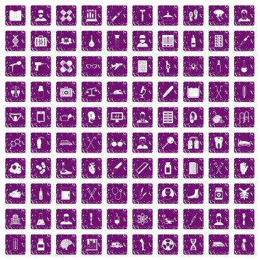 100 ambulans simgeler grunge mor ayarla