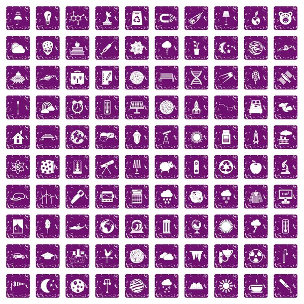 100月亮图标设置垃圾紫色 — 图库矢量图片