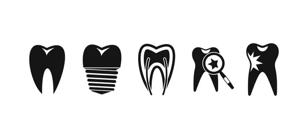 Zahn-Icon-Set, einfacher Stil — Stockvektor