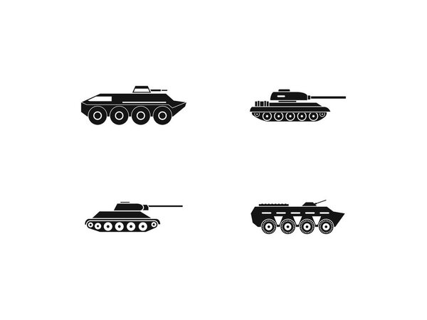 Tank icon set, simple style