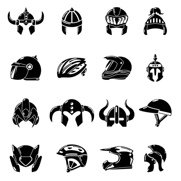 Helmet icons set, simple style — Stock Vector