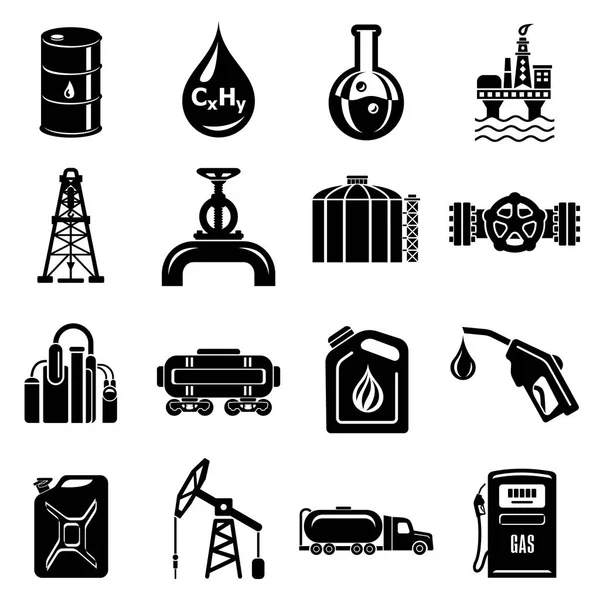 Набір піктограм нафтової промисловості, простий стиль — стоковий вектор