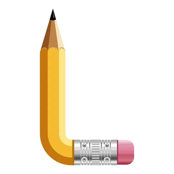 Letra l icono del lápiz, estilo de dibujos animados — Archivo Imágenes Vectoriales