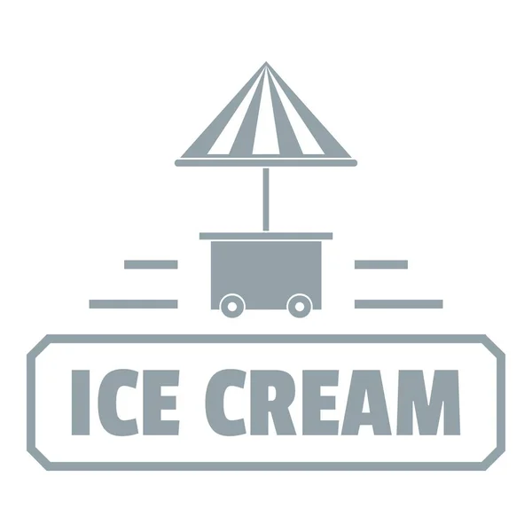 Ice cream stand logo, simple gray style — Stock Vector
