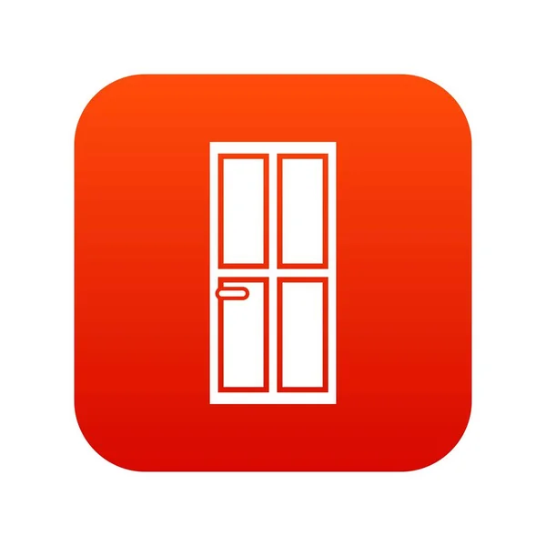 Porte en bois fermée icône numérique rouge — Image vectorielle