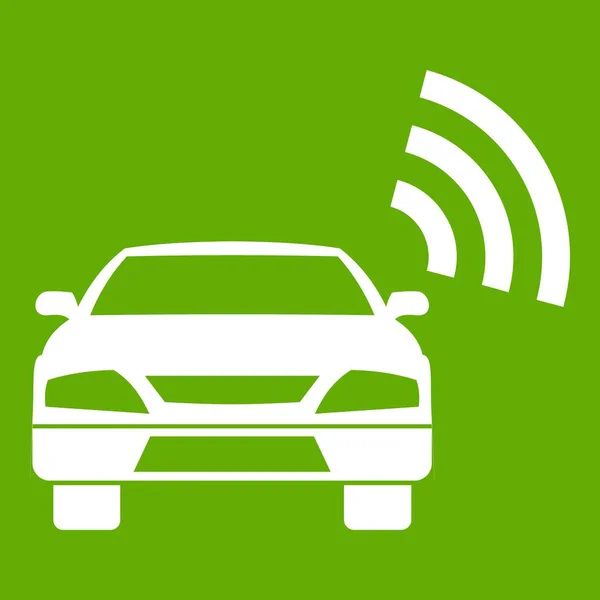 Auto mit Wifi-Zeichen Symbol grün — Stockvektor