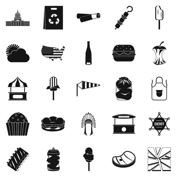 Ensemble d'icônes Street Eatery, style simple — Image vectorielle
