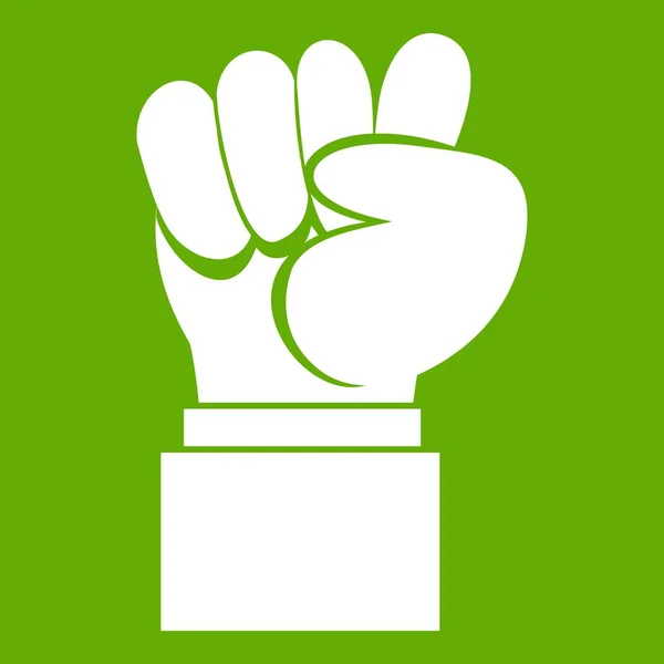 Sollevato serrato maschio pugno icona verde — Vettoriale Stock
