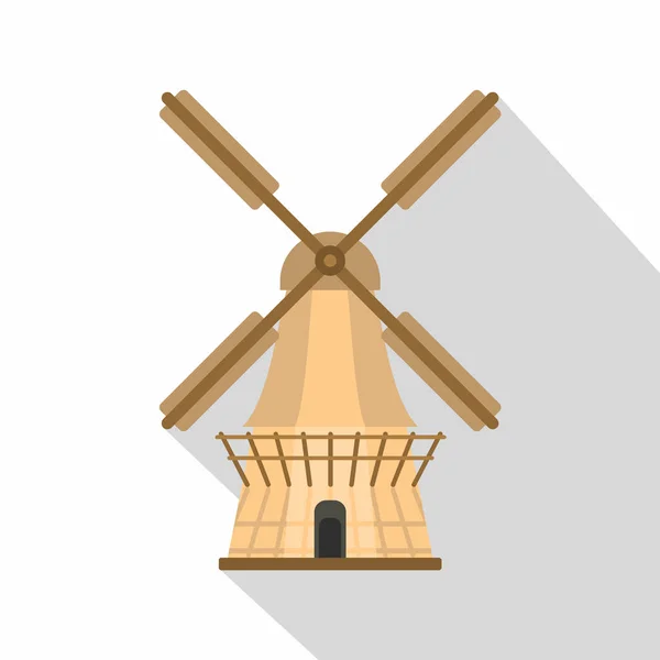 Väderkvarn ikon, platt stil — Stock vektor