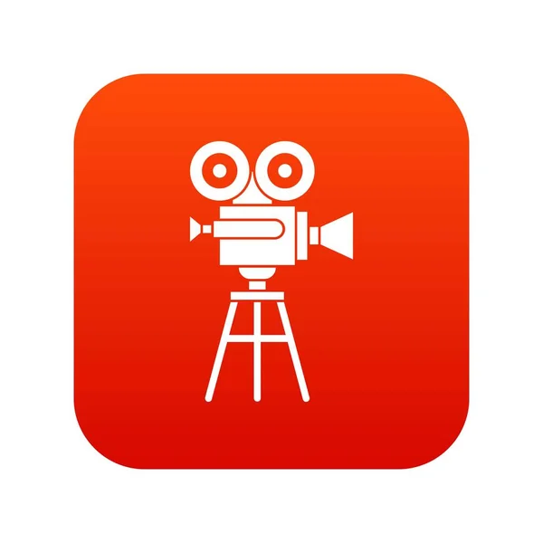 Projecteur de film rétro icône numérique rouge — Image vectorielle
