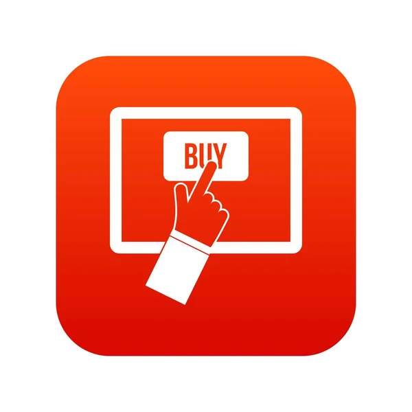 Online shopping icona digitale rosso — Vettoriale Stock