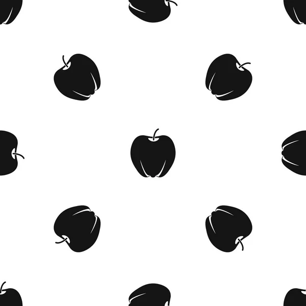 Patrón de manzana madura sin costuras negro — Archivo Imágenes Vectoriales
