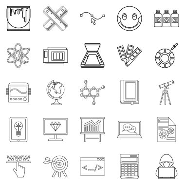 Çalışma Icons set, anahat stili