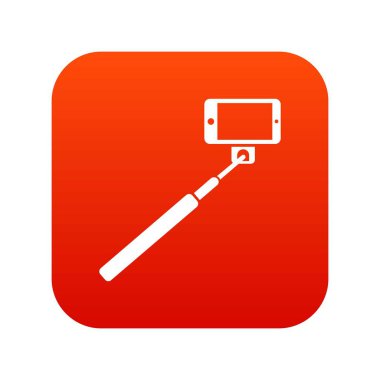 Selfie sopa ve akıllı telefon simgesi dijital kırmızı