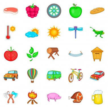 Tatil ev Icons set, karikatür tarzı