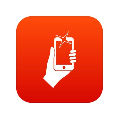 Hareket eden telefon simgesi dijital kırmızı fotoğraflandı el