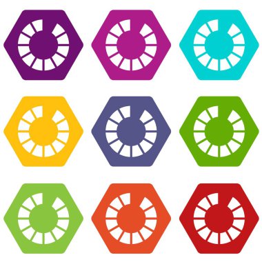 İşaret bekleyen indirmek üzerinde Internet simge kümesi renk altı yüzlü