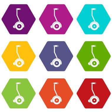 Renk altı yüzlü elektrik self Dengeleme scooter simgesi ayarla