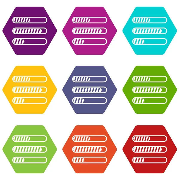 Tecken vågräta kolumner belastning ikonen Ange färg hexahedron — Stock vektor