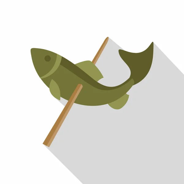 Icône de pêche, style plat — Image vectorielle