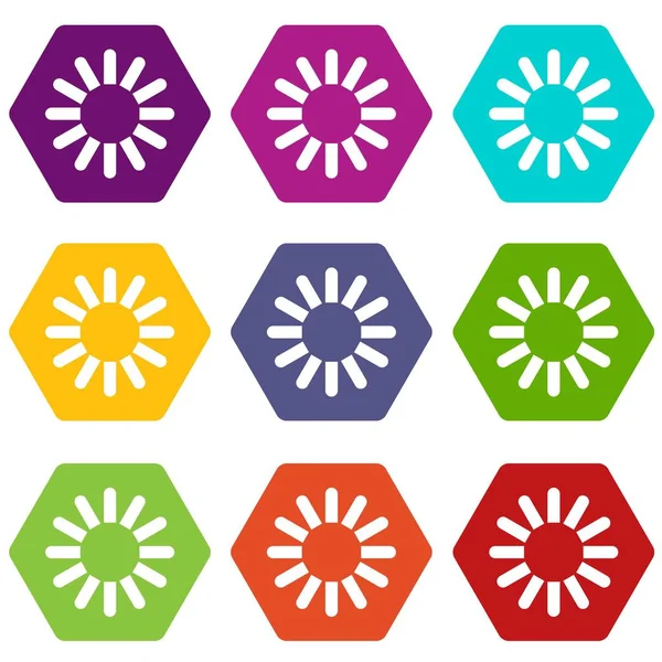 Señal icono de descarga establecer hexaedro de color — Vector de stock