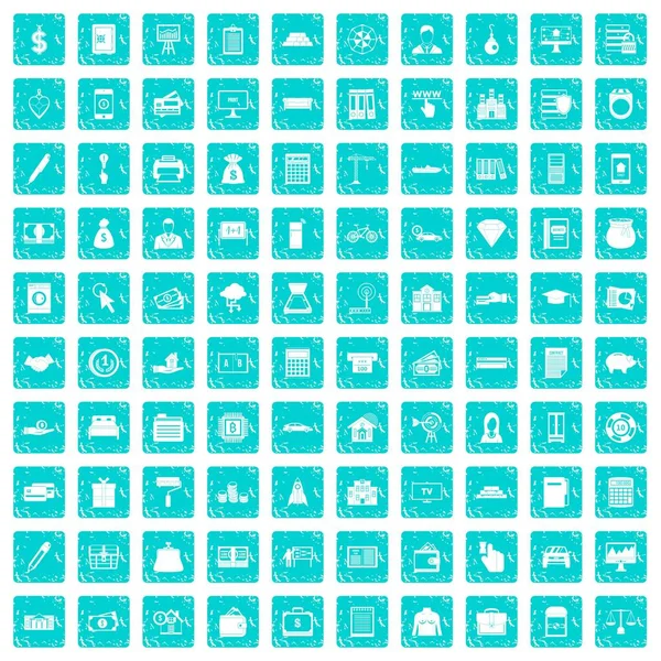 100 icônes de crédit bleu grunge — Image vectorielle