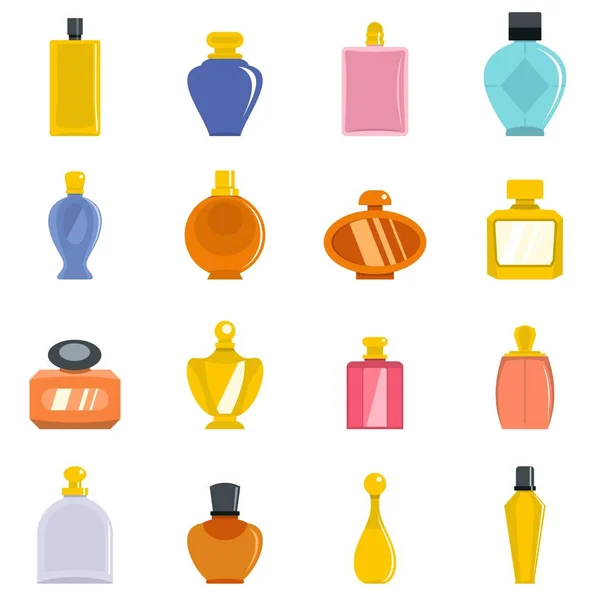 Flacons de parfum icônes ensemble vecteur plat — Image vectorielle