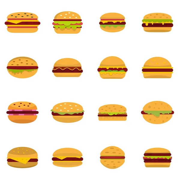 Burger ikoner anger vector platta — Stock vektor