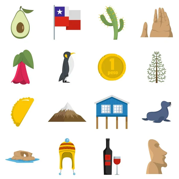 Cjile travel icons set vector flat — Stock Vector