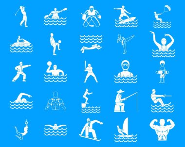 Sporcu mavi simge kümesi vektör