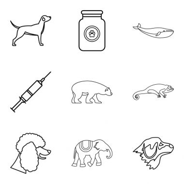 Hayvancılık Icons set, anahat stili