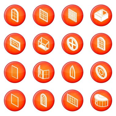 Kırmızı vektör pencere formları Icons set