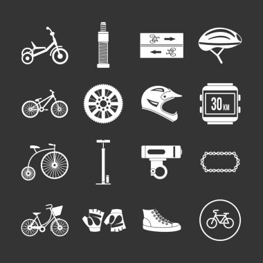Gri vektör bisikleti Icons set
