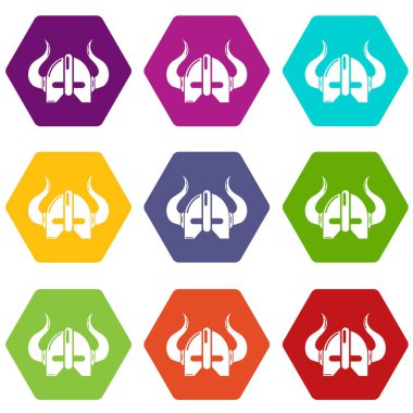 9 vektör Viking kask Icons set
