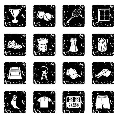 Grunge vektör Tenis Icons set