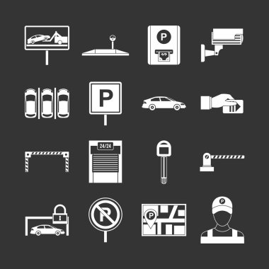 Gri vektör simgeler otopark ayarla