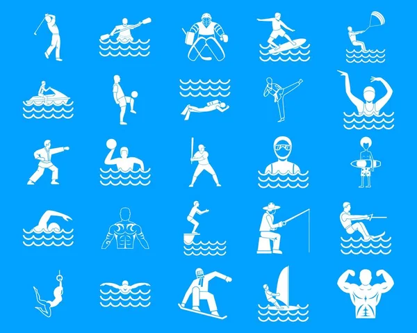 Sportman blauwe pictogram set vector — Stockvector