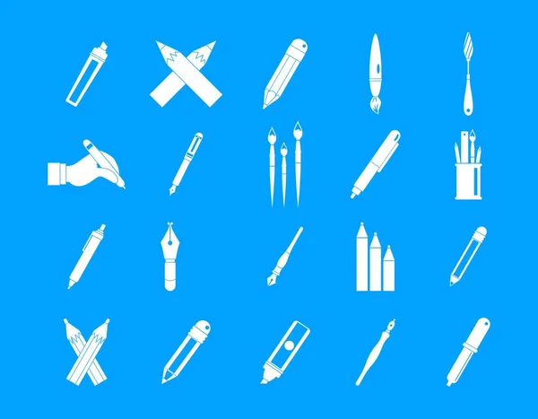 Kalem, kurşun kalem simgesi mavi set vektör — Stok Vektör