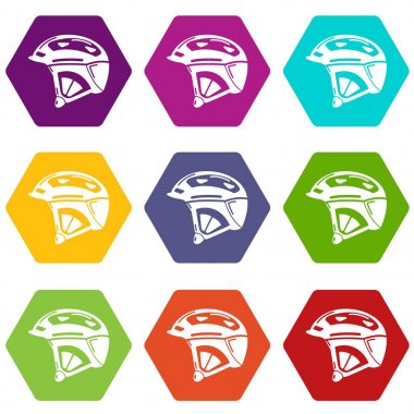 9 vektör Bisiklet kask Icons set