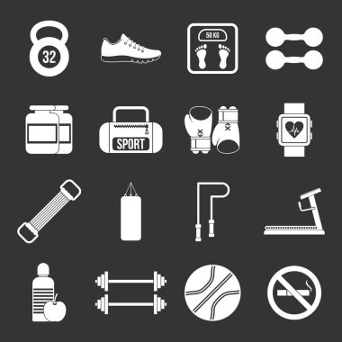 Gri vektör spor salonu Icons set