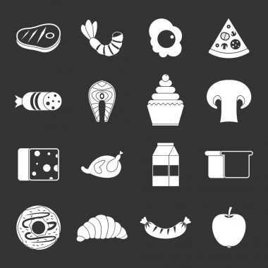 Gri vektör yiyecek Icons set
